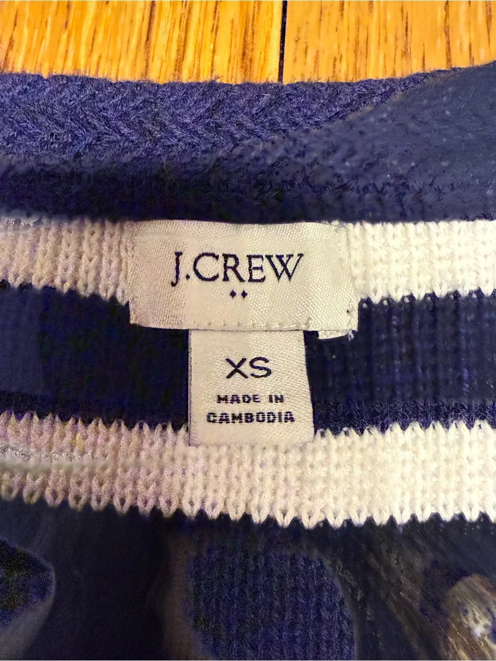 I Crew Navy and White Nautical Striped Crewneck Button Cardigan Sweater